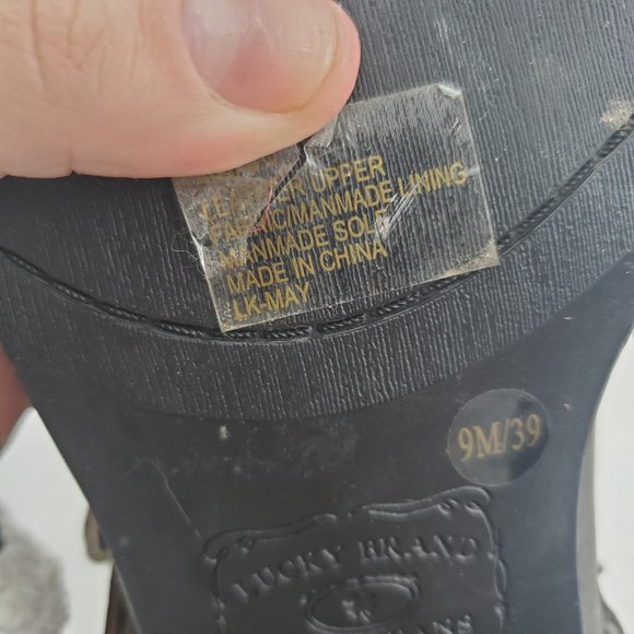 Lucky Brand May Tall Boho Grey Leather Pull On Embroidered Riding Boots Size 9 - Picture 12 of 13